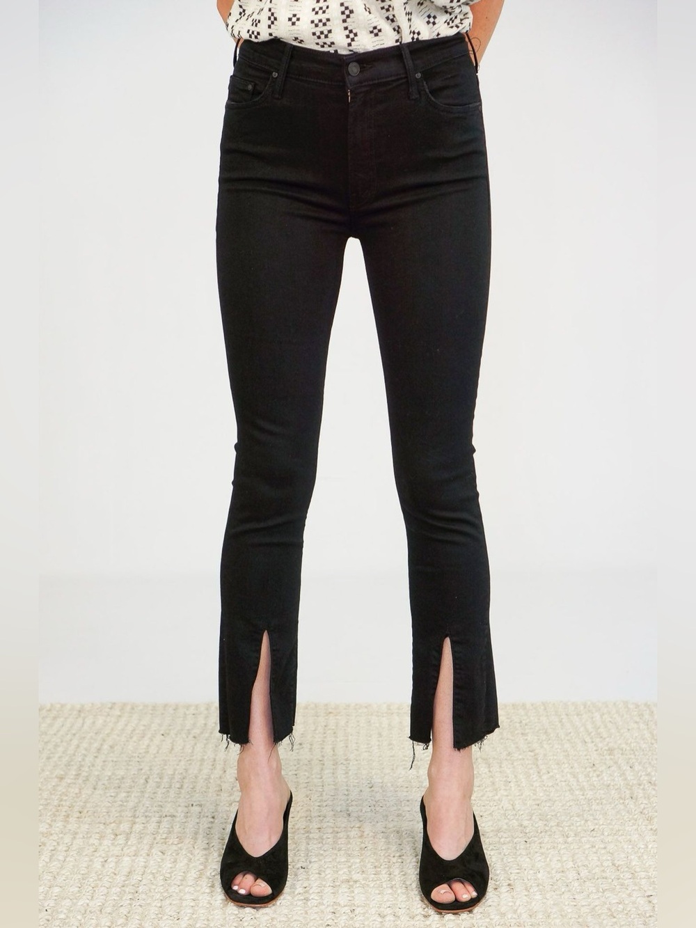 MOTHER Insider Slit Ankle Fray Skinny Jeans